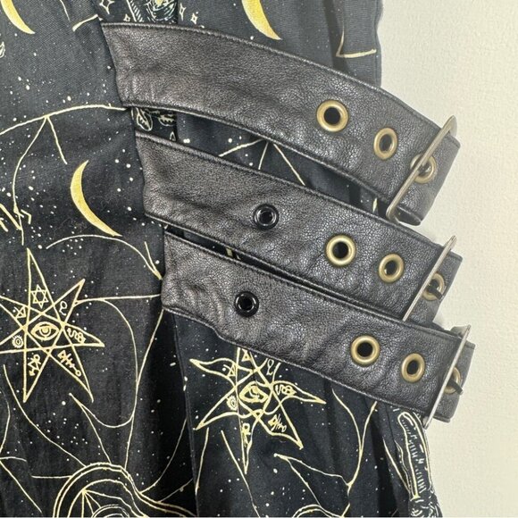 Spin Doctor Hell Bunny Y2K Pentagram Constellations Gothic Black Mini Dress S - Picture 6 of 15
